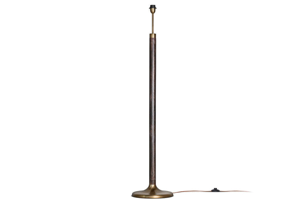 Digha Wood & Metal Floor Lamp Base - Dark Stain & Antique Brass