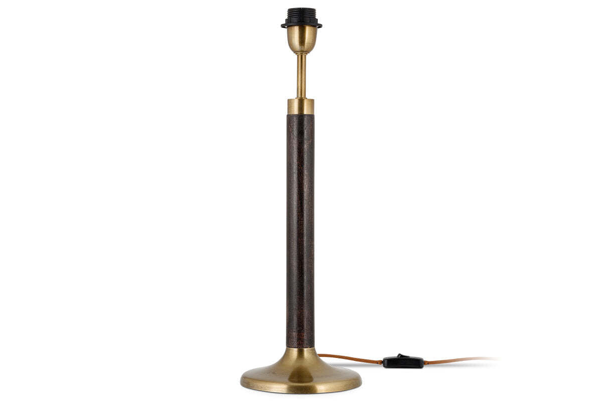 Digha Wood & Metal Table Lamp Base - Dark Stain & Antique Brass