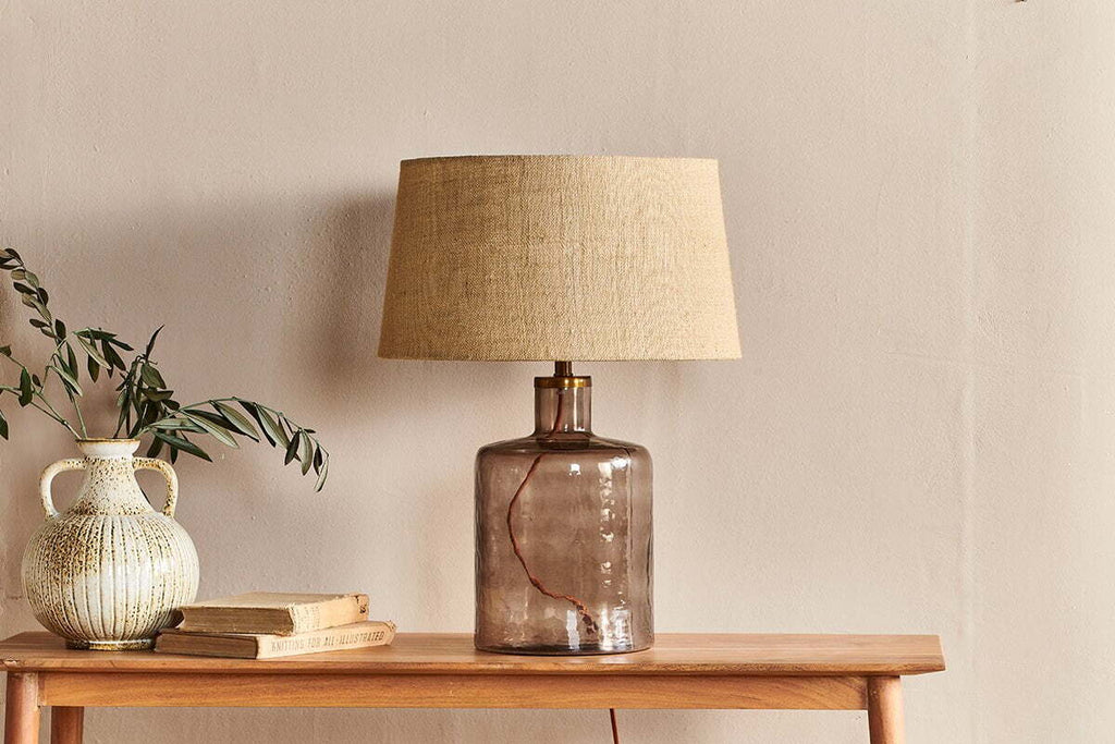 Edina Recycled Glass Table Lamp Base - Smoke Brown - Small