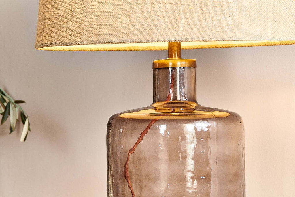 Edina Recycled Glass Table Lamp Base - Smoke Brown - Small