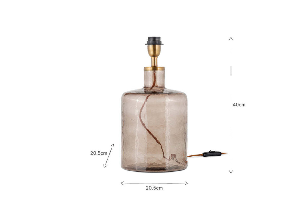 Edina Recycled Glass Table Lamp Base - Smoke Brown - Small