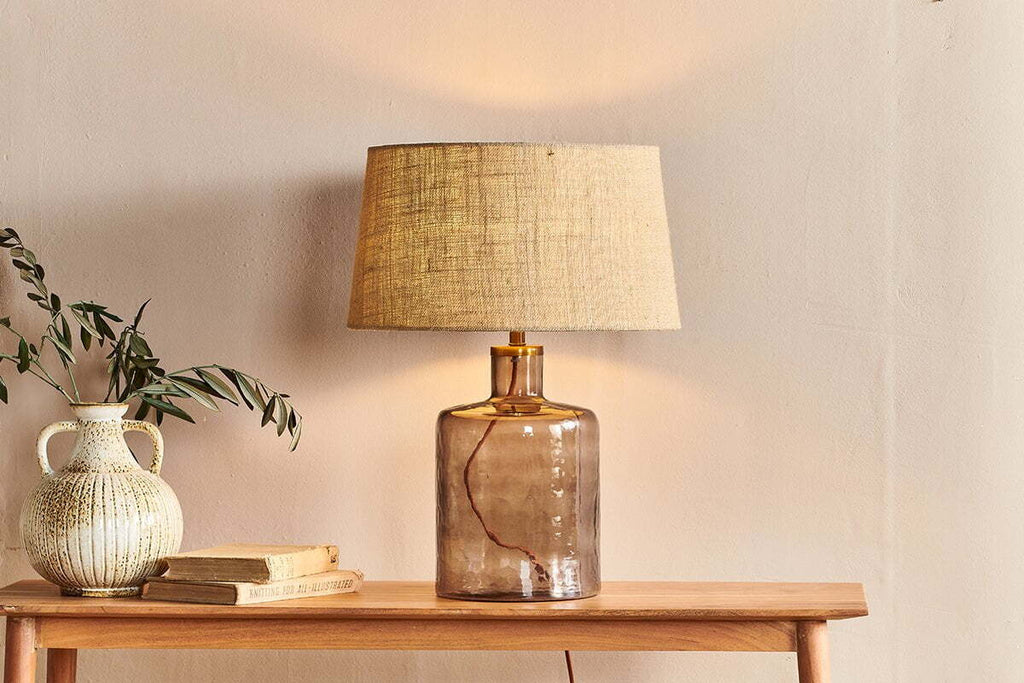 Edina Recycled Glass Table Lamp Base - Smoke Brown - Small