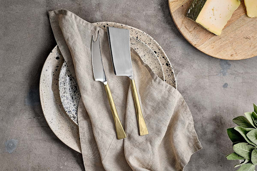 Ena Cheese Knife Set - Brushed Gold (Set of 2)