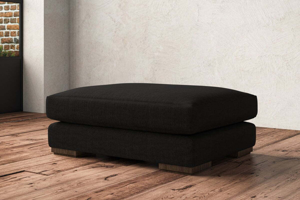 Guddu Grand Footstool - Brera Linen Charcoal