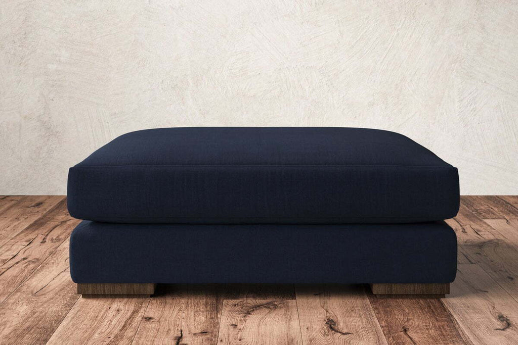 Guddu Grand Footstool - Brera Linen Indigo