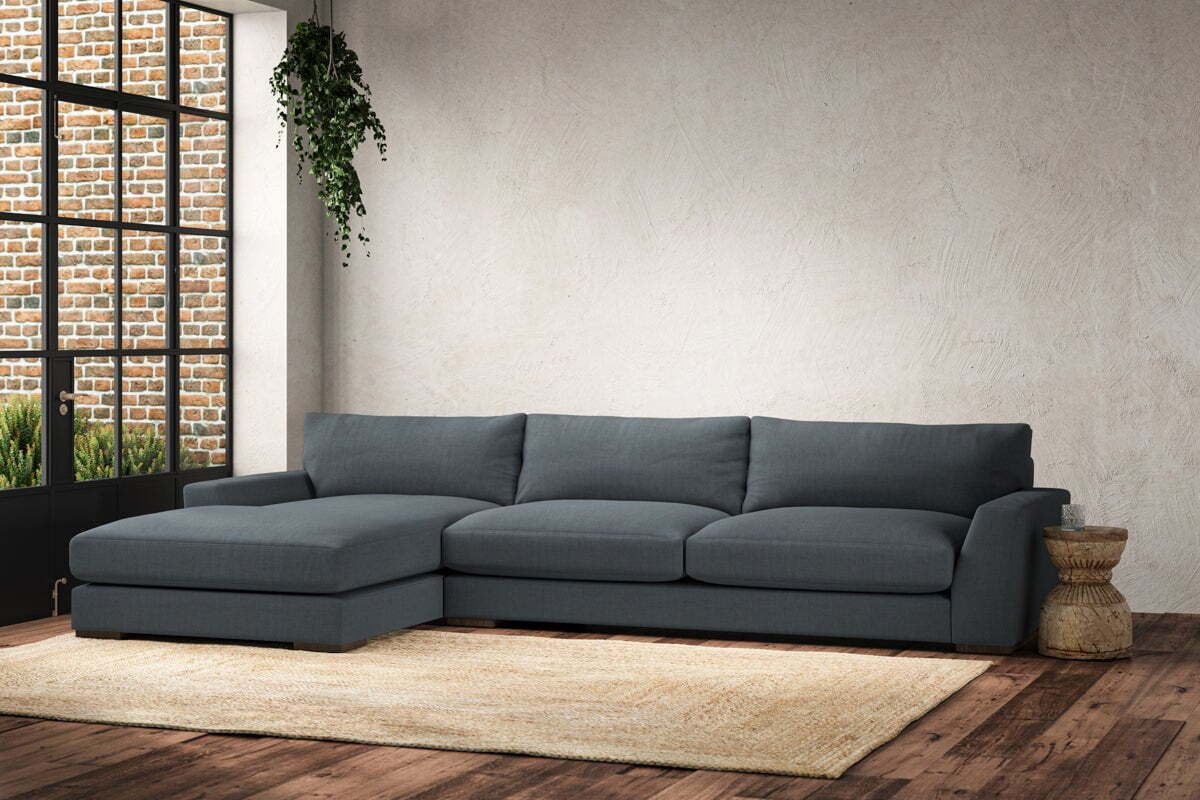 Guddu Grand Left Hand Chaise Sofa - Brera Linen Dusk
