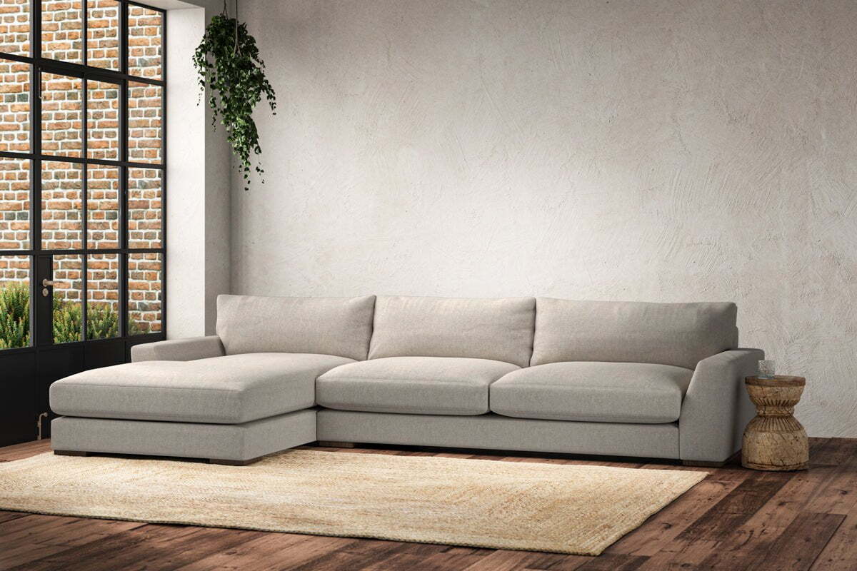 Guddu Grand Left Hand Chaise Sofa - Brera Linen Natural