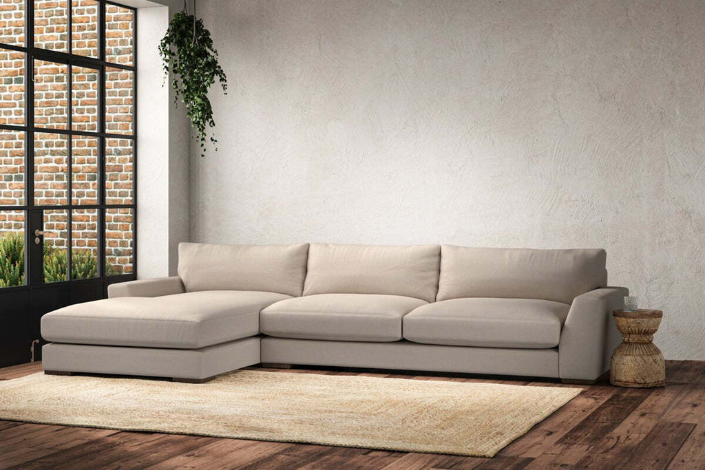 Guddu Grand Left Hand Chaise Sofa - Recycled Cotton Natural