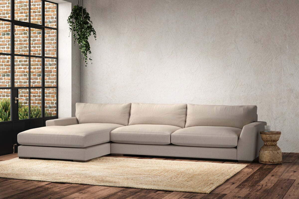 Guddu Grand Left Hand Chaise Sofa - Recycled Cotton Natural