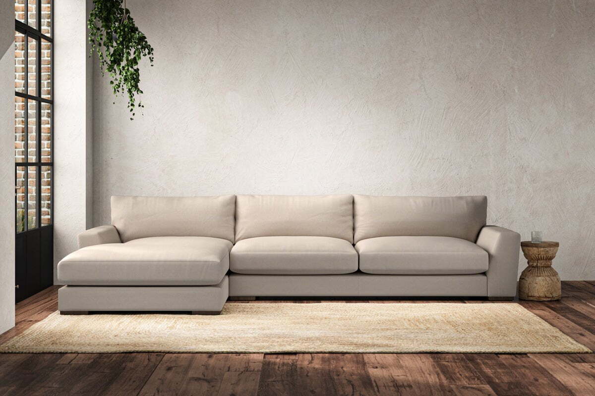 Guddu Grand Left Hand Chaise Sofa - Recycled Cotton Natural