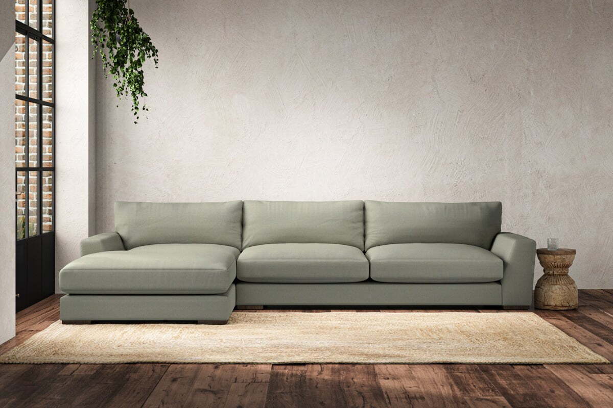 Guddu Grand Left Hand Chaise Sofa - Recycled Cotton Seaspray