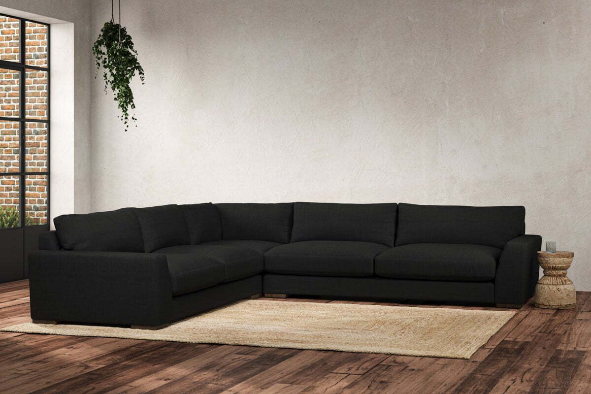 Guddu Grand Left Hand Corner Sofa - Brera Linen Charcoal