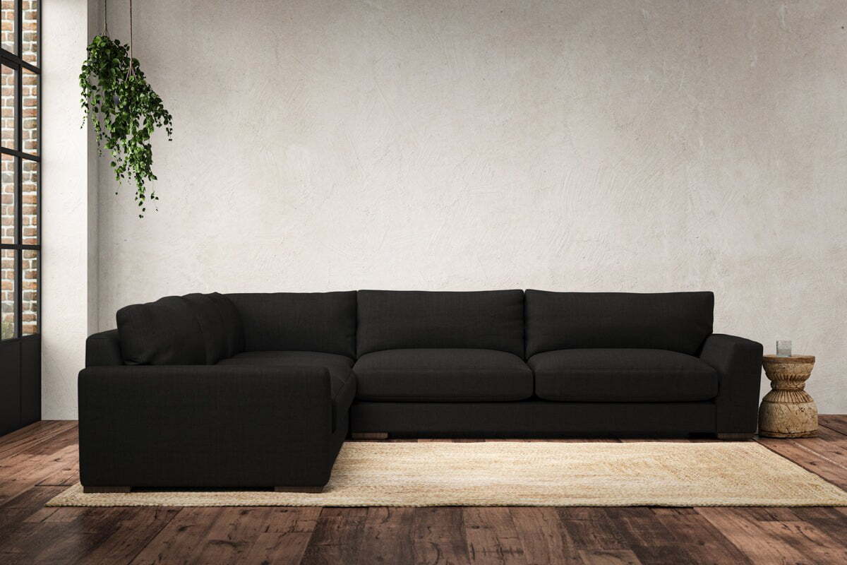 Guddu Grand Left Hand Corner Sofa - Brera Linen Charcoal