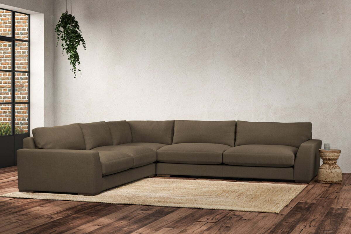 Guddu Grand Left Hand Corner Sofa - Brera Linen Chestnut