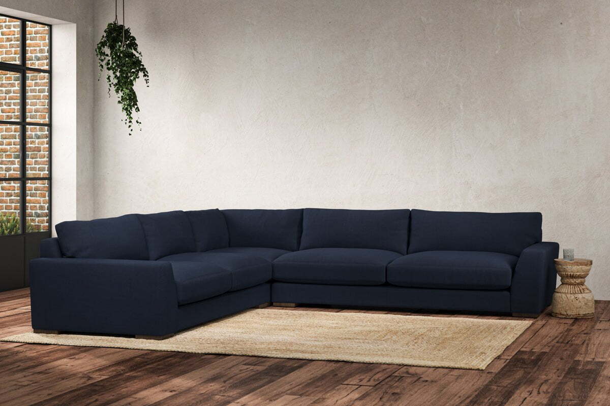 Guddu Grand Left Hand Corner Sofa - Brera Linen Indigo