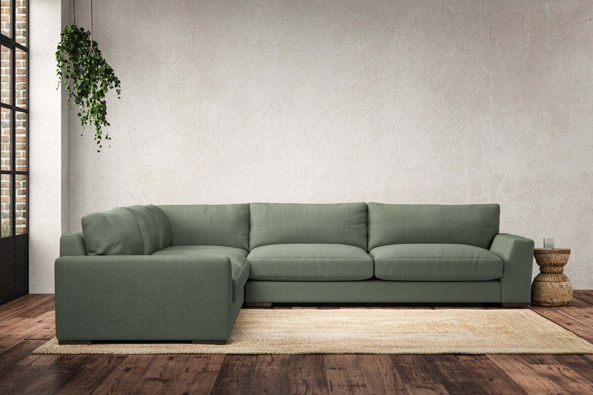 Guddu Grand Left Hand Corner Sofa - Brera Linen Jade