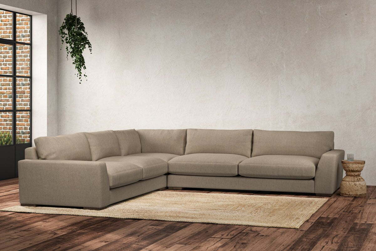 Guddu Grand Left Hand Corner Sofa - Brera Linen Pebble