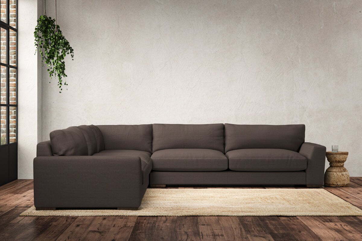 Guddu Grand Left Hand Corner Sofa - Recycled Cotton Mocha