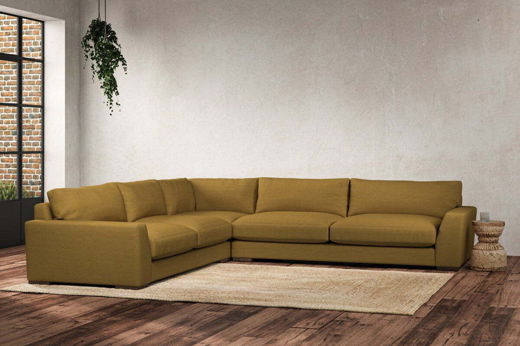Guddu Grand Left Hand Corner Sofa - Recycled Cotton Ochre