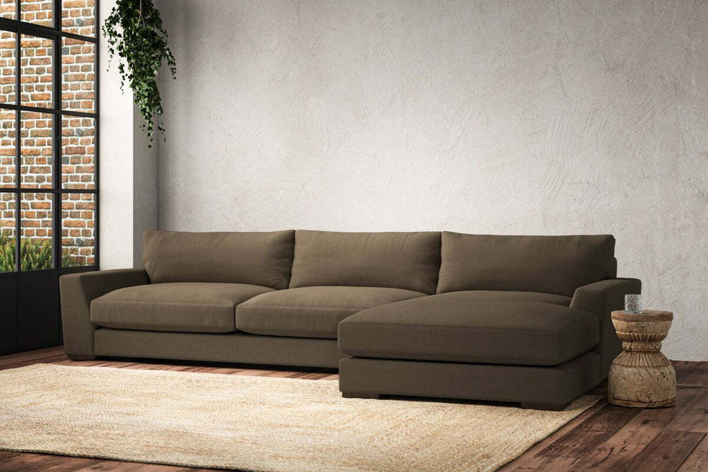 Guddu Grand Right Hand Chaise Sofa - Brera Linen Chestnut