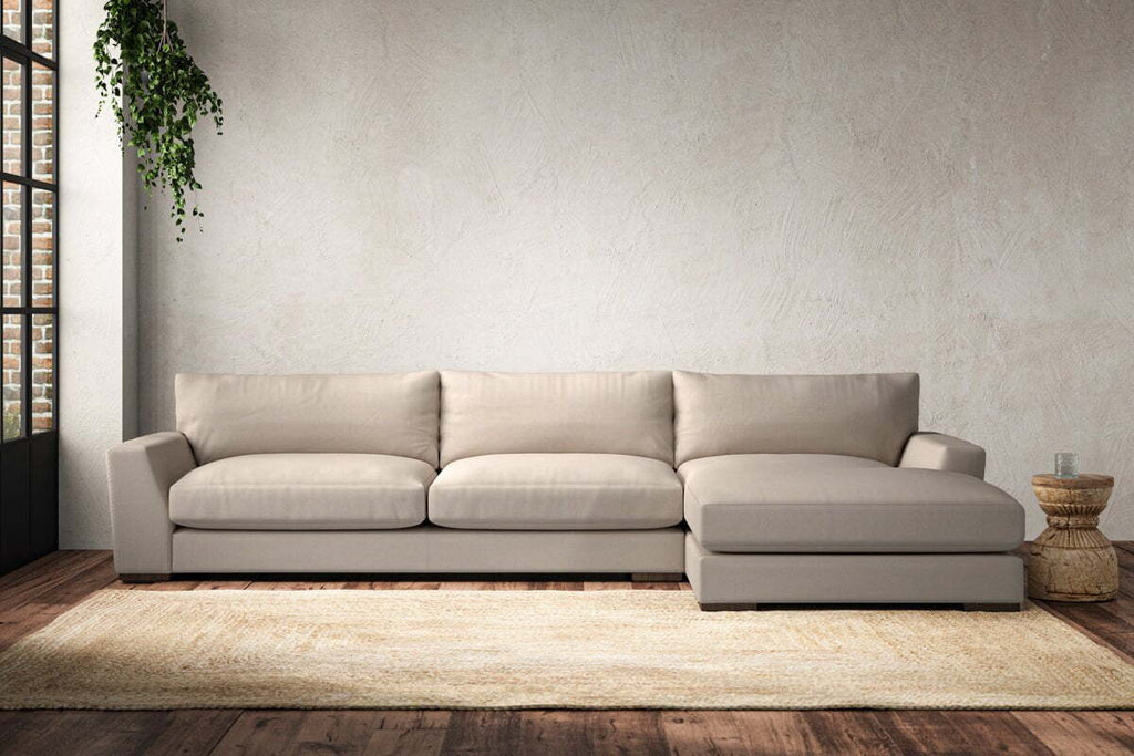 Guddu Grand Right Hand Chaise Sofa - Recycled Cotton Natural