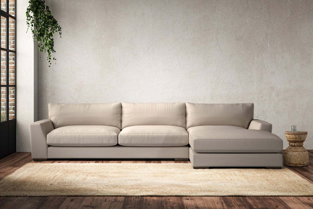 Guddu Grand Right Hand Chaise Sofa - Recycled Cotton Natural