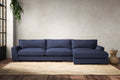 Guddu Grand Right Hand Chaise Sofa - Recycled Cotton Navy
