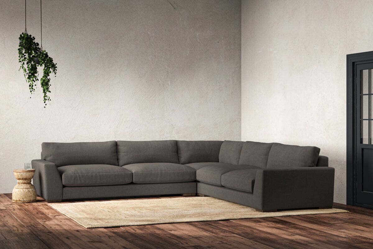 Guddu Grand Right Hand Corner Sofa - Brera Linen Granite