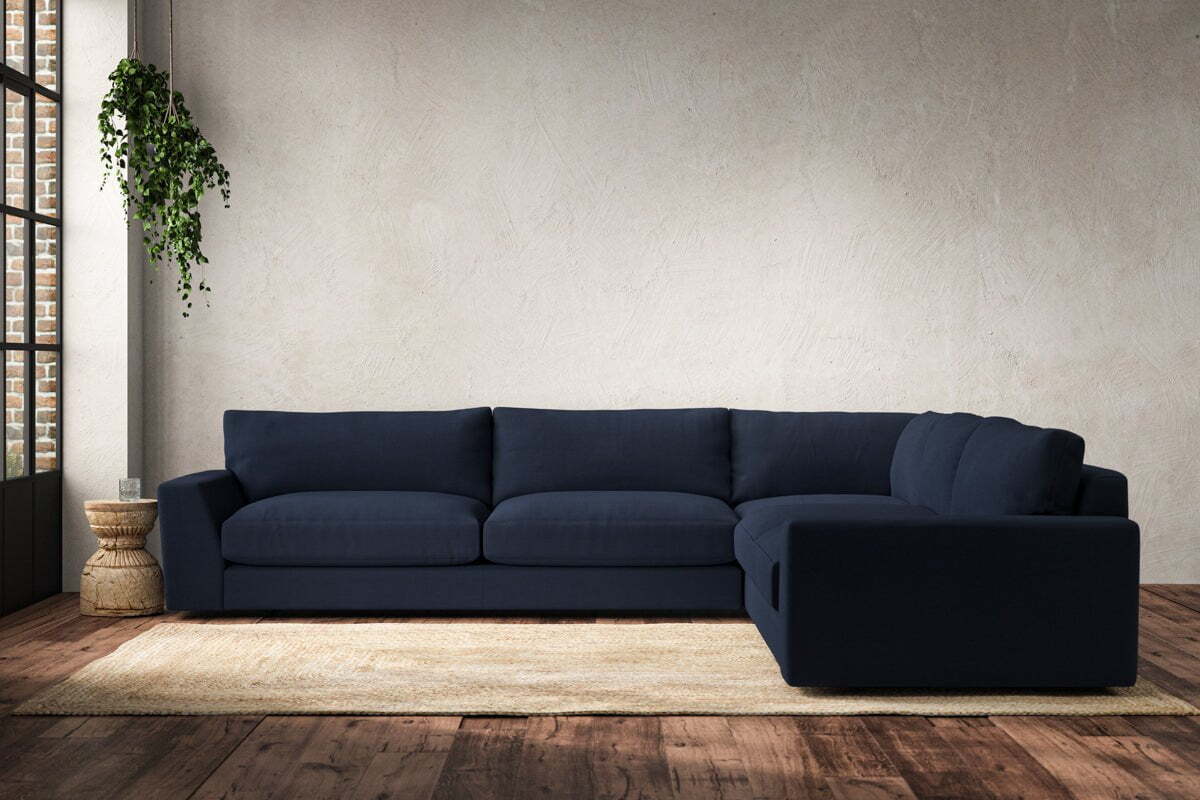 Guddu Grand Right Hand Corner Sofa - Brera Linen Indigo