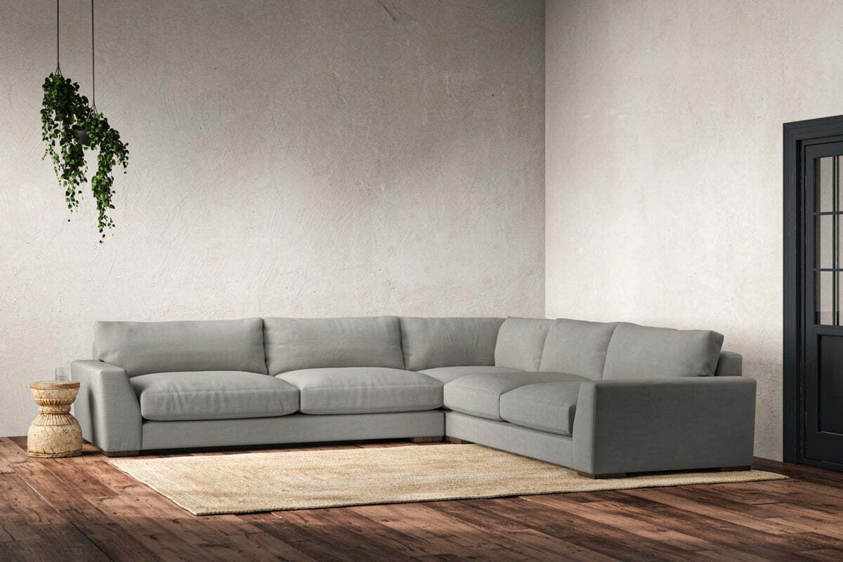Guddu Grand Right Hand Corner Sofa - Brera Linen Smoke