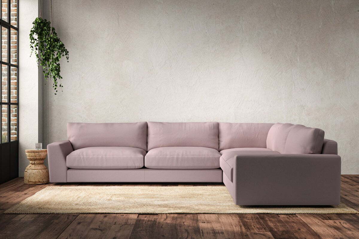 Guddu Grand Right Hand Corner Sofa - Recycled Cotton Lavender