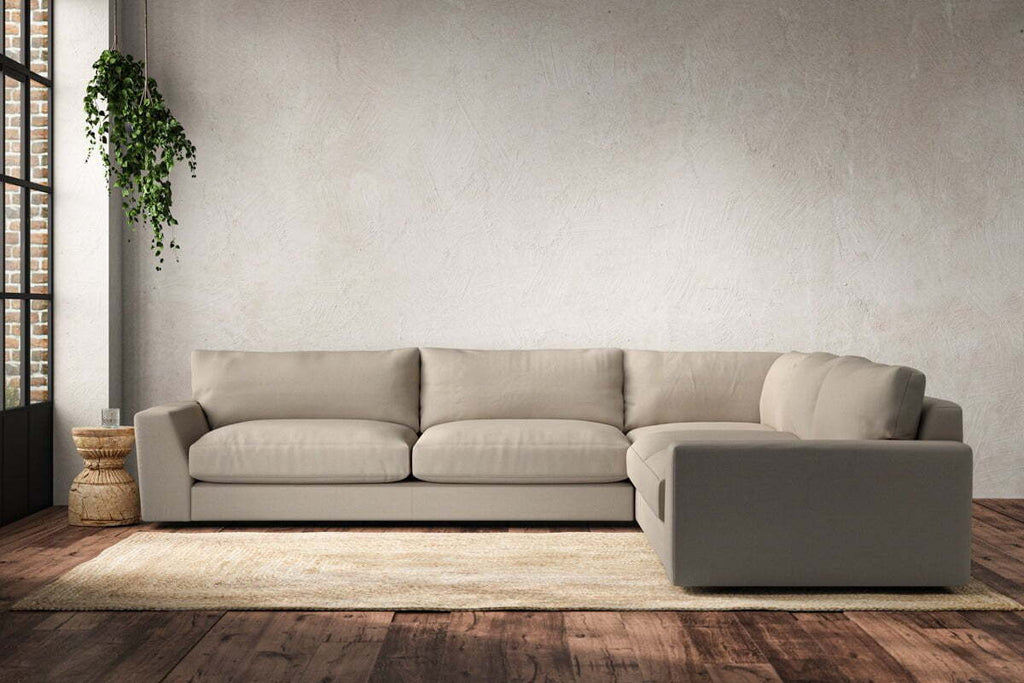 Guddu Grand Right Hand Corner Sofa - Recycled Cotton Stone