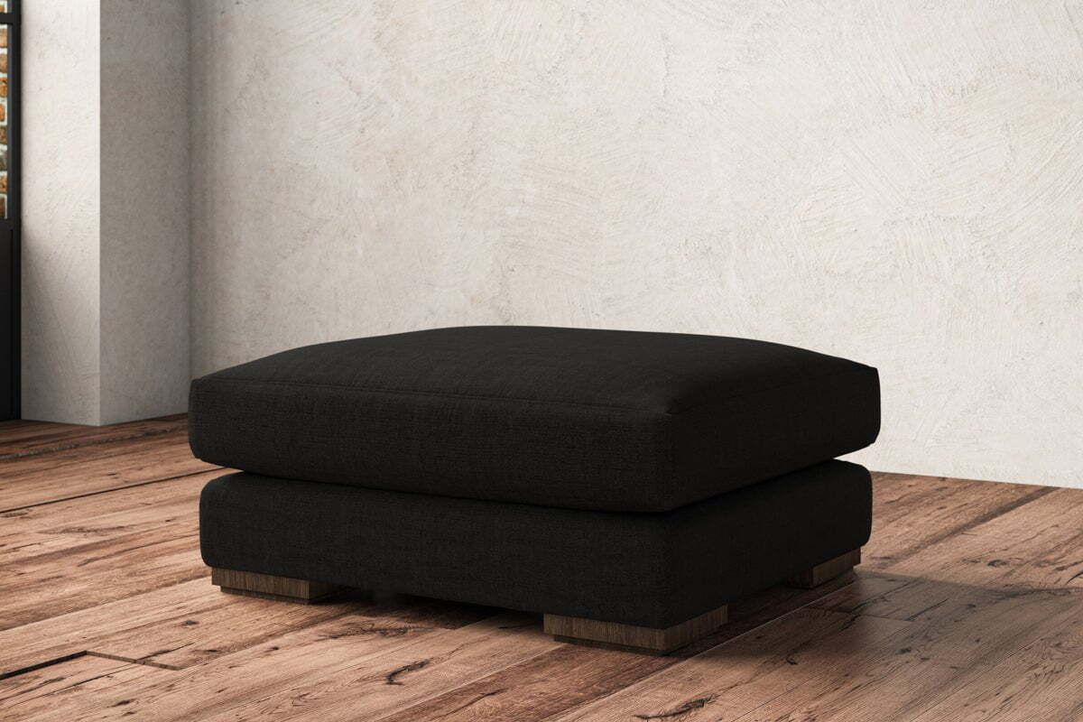 Guddu Large Footstool - Brera Linen Charcoal