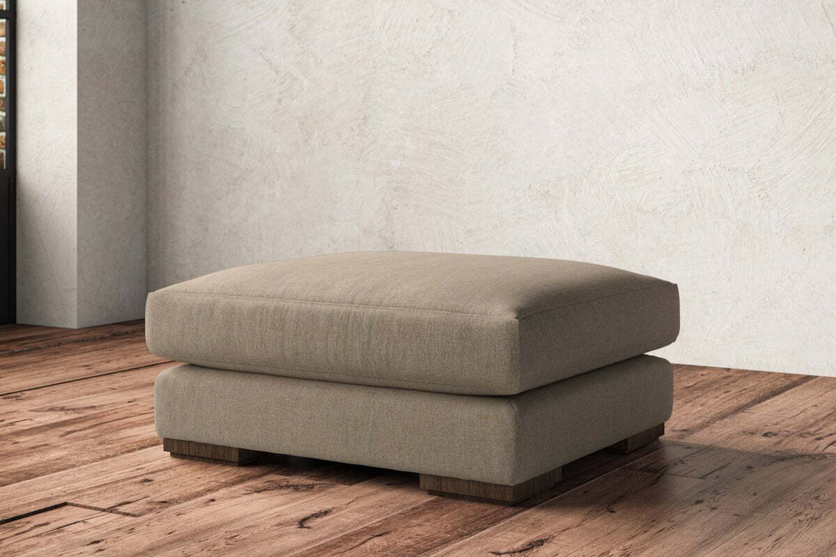 Guddu Large Footstool - Brera Linen Pebble
