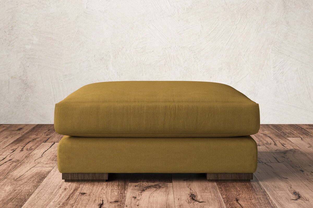 Guddu Large Footstool - Recycled Cotton Ochre