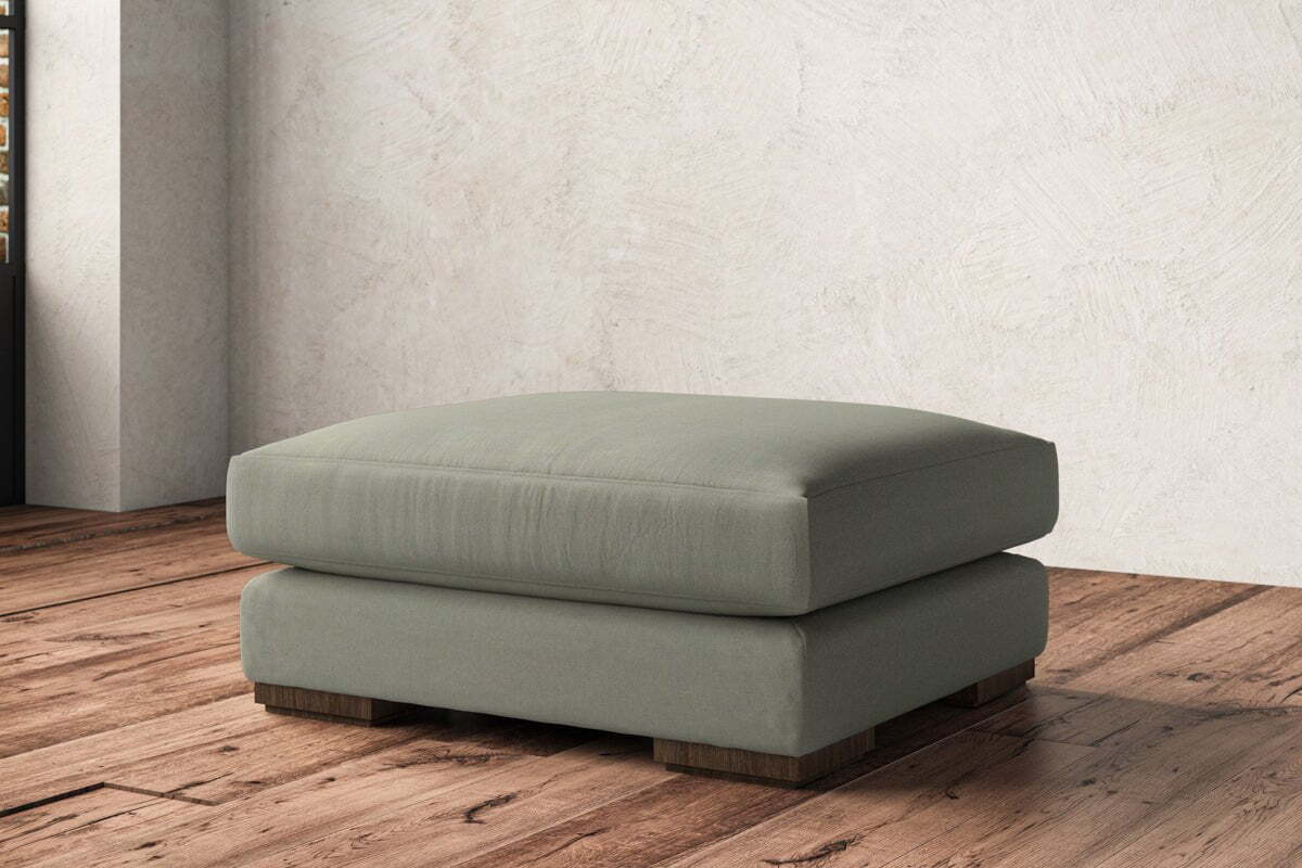 Guddu Large Footstool - Recycled Cotton Seaspray
