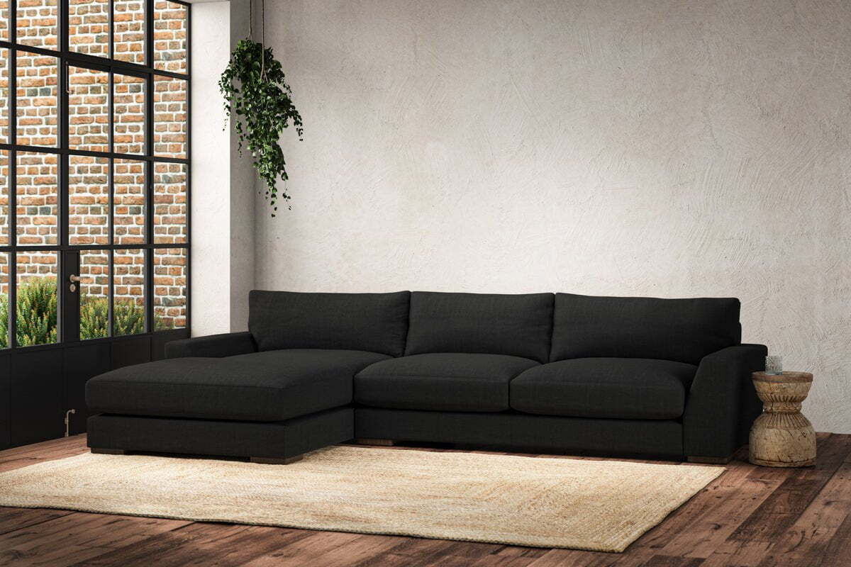 Guddu Large Left Hand Chaise Sofa - Brera Linen Charcoal