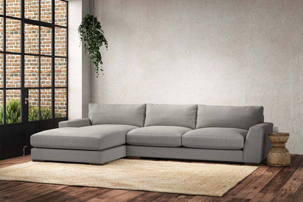Guddu Large Left Hand Chaise Sofa - Brera Linen Smoke