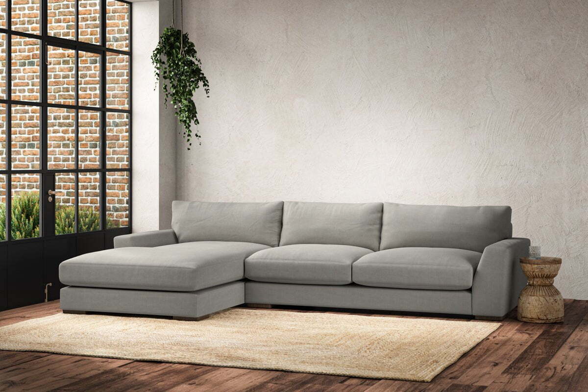 Guddu Large Left Hand Chaise Sofa - Brera Linen Smoke