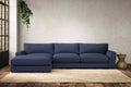 Guddu Large Left Hand Chaise Sofa - Recycled Cotton Navy