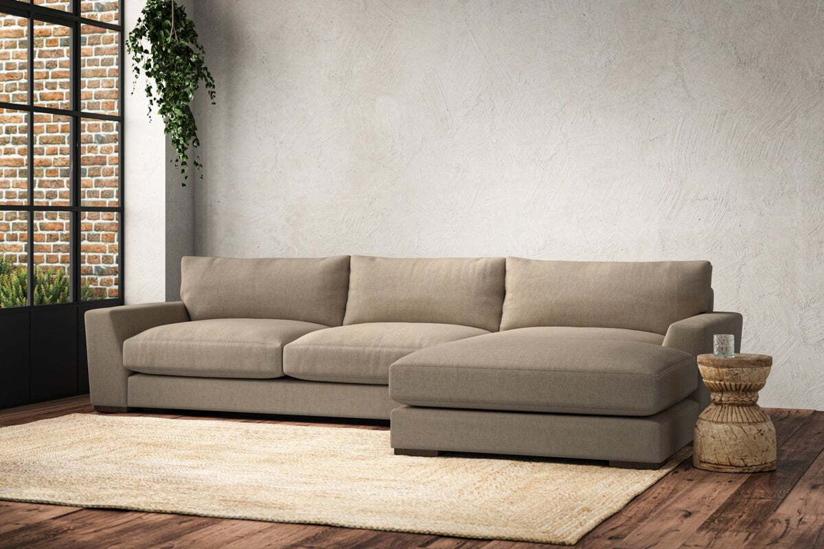 Guddu Large Right Hand Chaise Sofa - Brera Linen Pebble