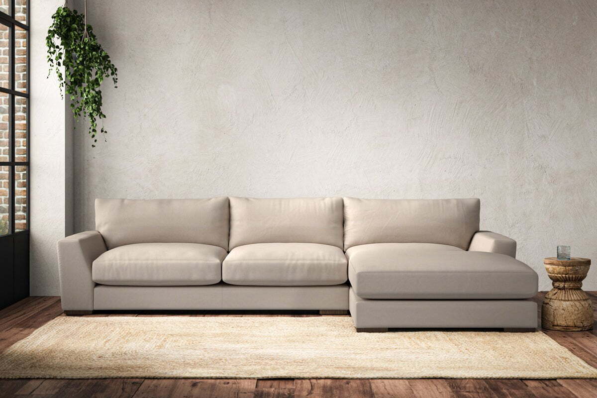 Guddu Large Right Hand Chaise Sofa - Recycled Cotton Natural