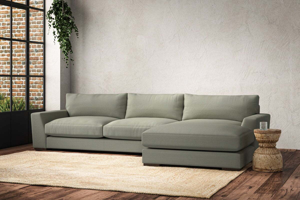 Guddu Large Right Hand Chaise Sofa - Recycled Cotton Seaspray