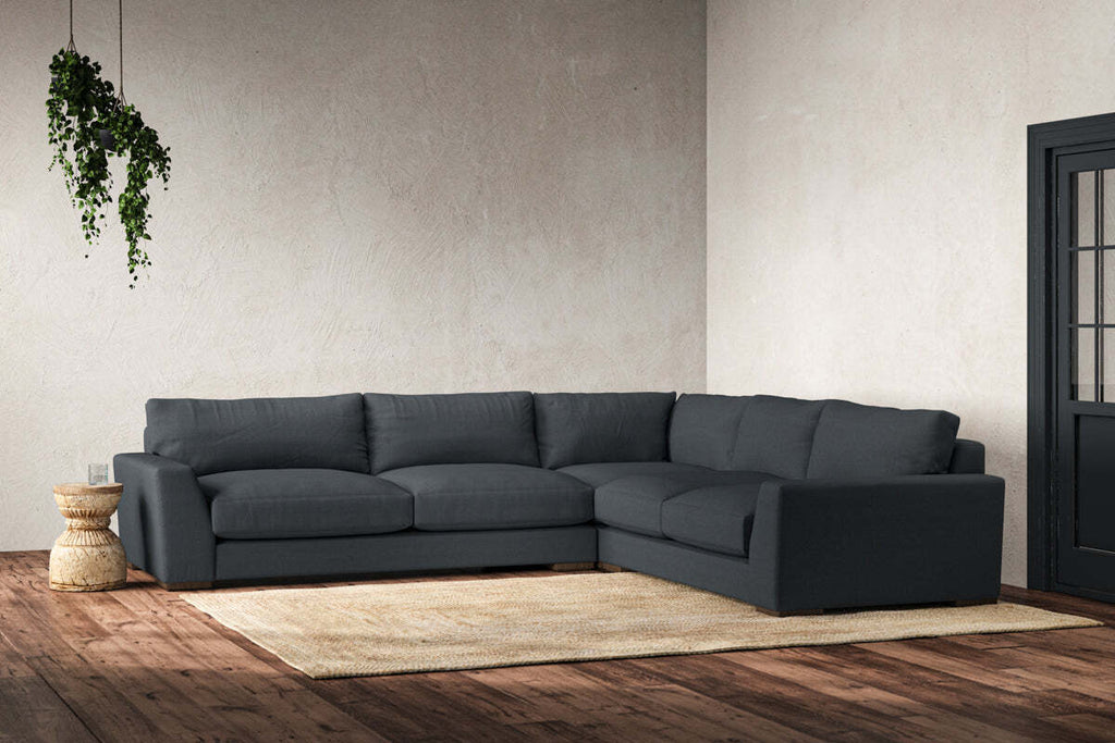 Guddu Large Right Hand Corner Sofa - Recycled Cotton Thunder