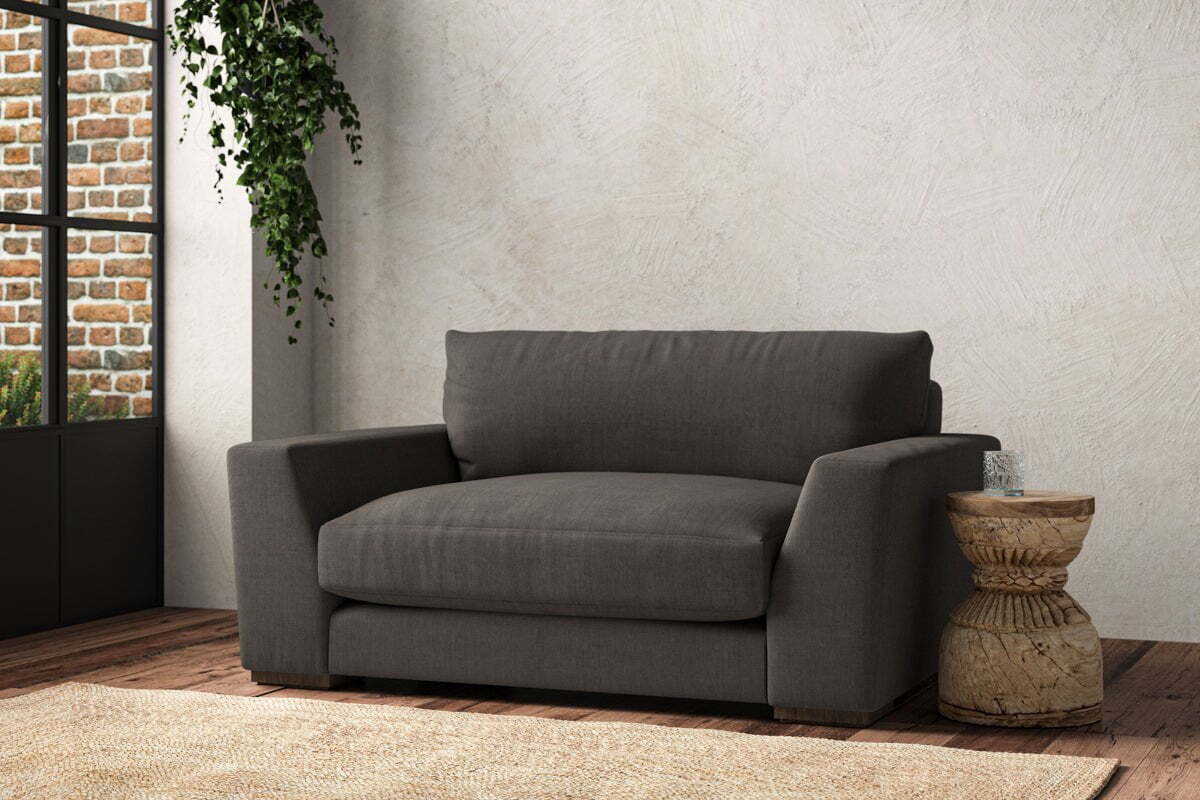 Guddu Love Seat - Brera Linen Granite