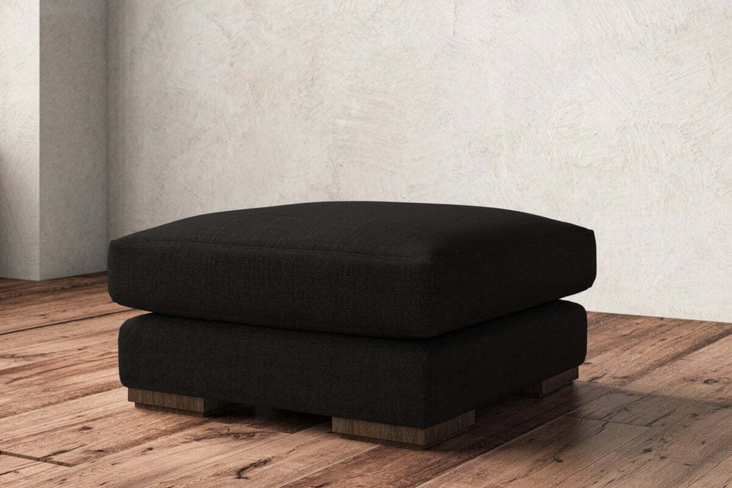 Guddu Medium Footstool - Brera Linen Charcoal