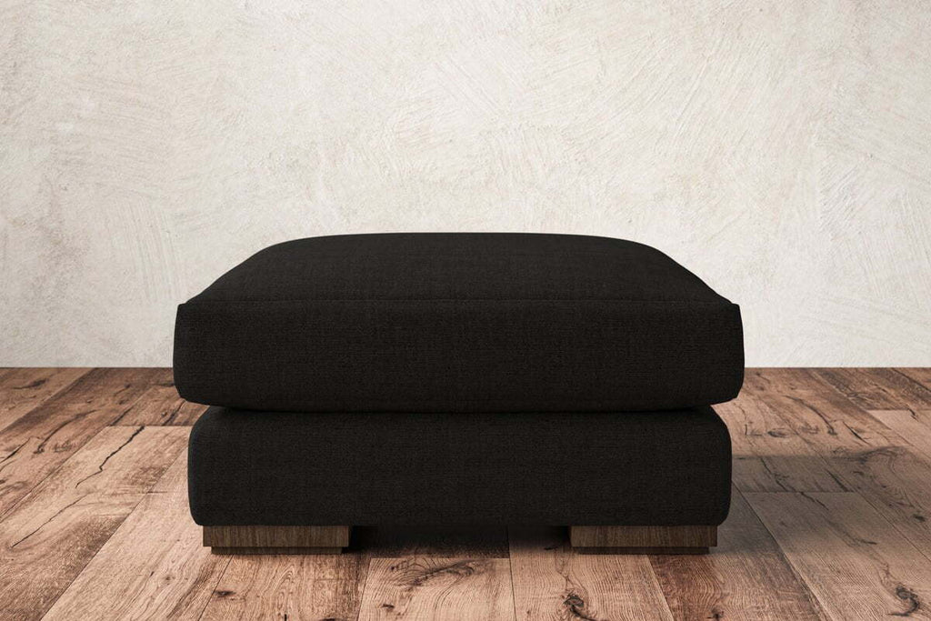 Guddu Medium Footstool - Brera Linen Charcoal
