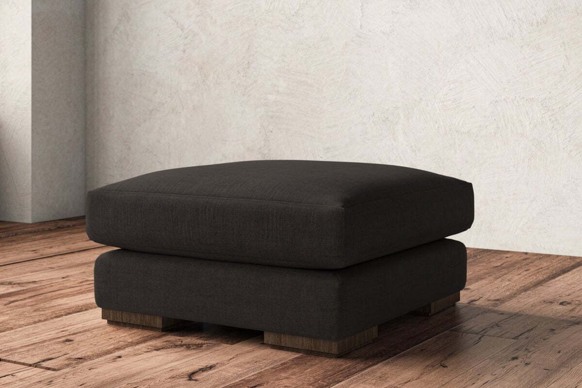 Guddu Medium Footstool - Brera Linen Espresso