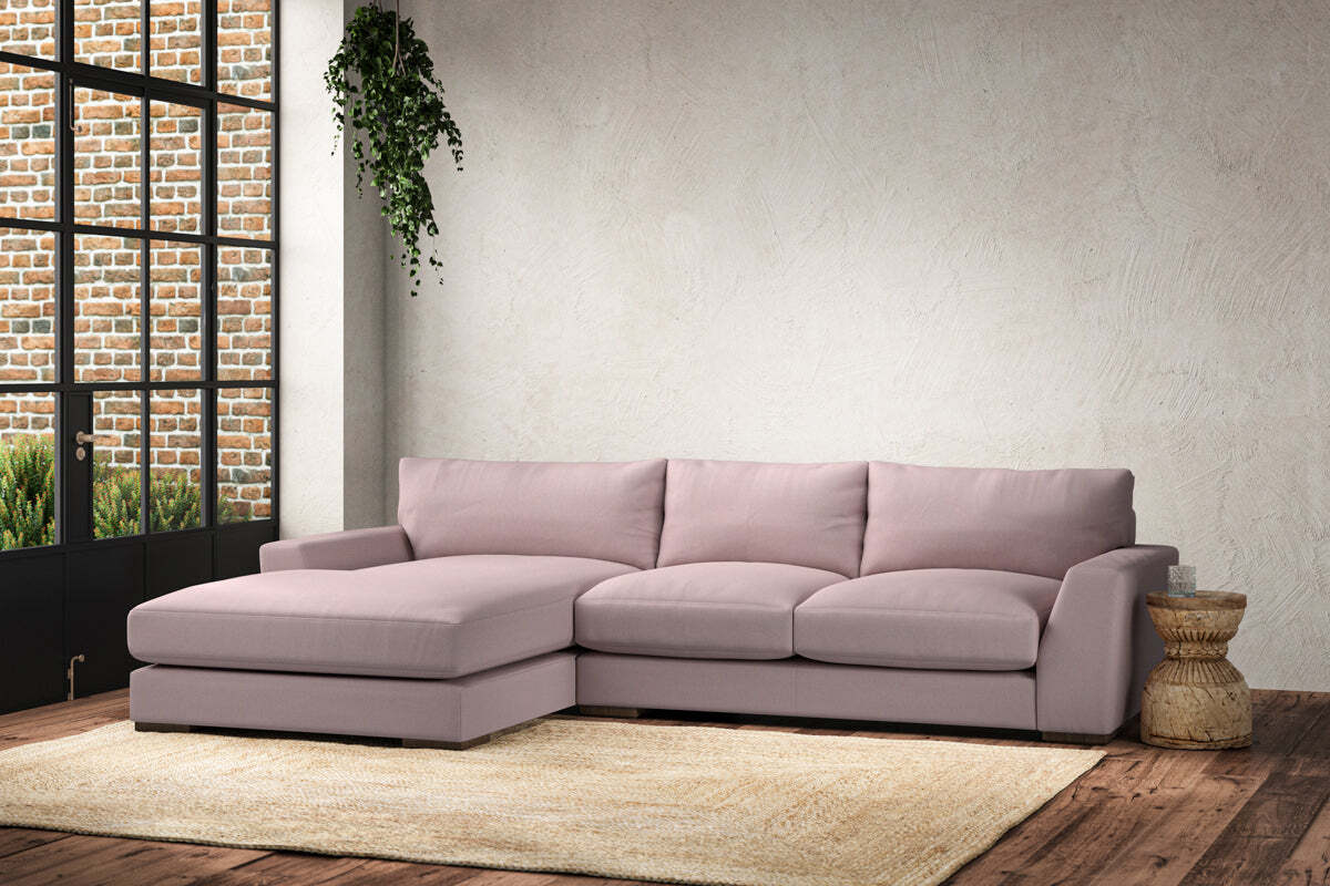 Guddu Medium Left Hand Chaise Sofa - Recycled Cotton Lavender