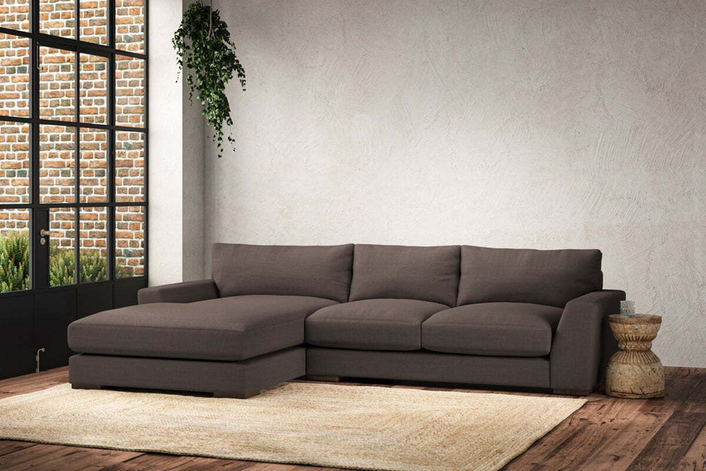 Guddu Medium Left Hand Chaise Sofa - Recycled Cotton Mocha